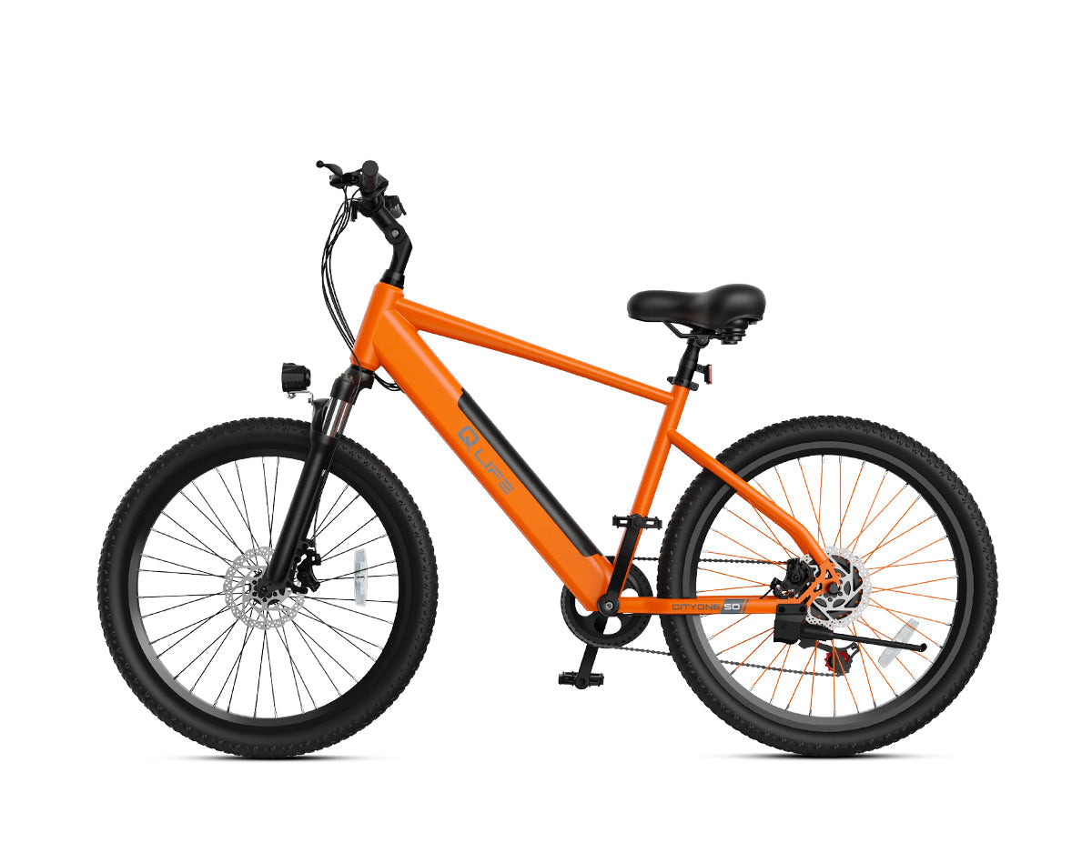 Cityone Step Over 2.0 Electric Mountain Bike, Updated Frame, Orange