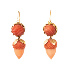 Georgian Era Coral Acorn Earrings