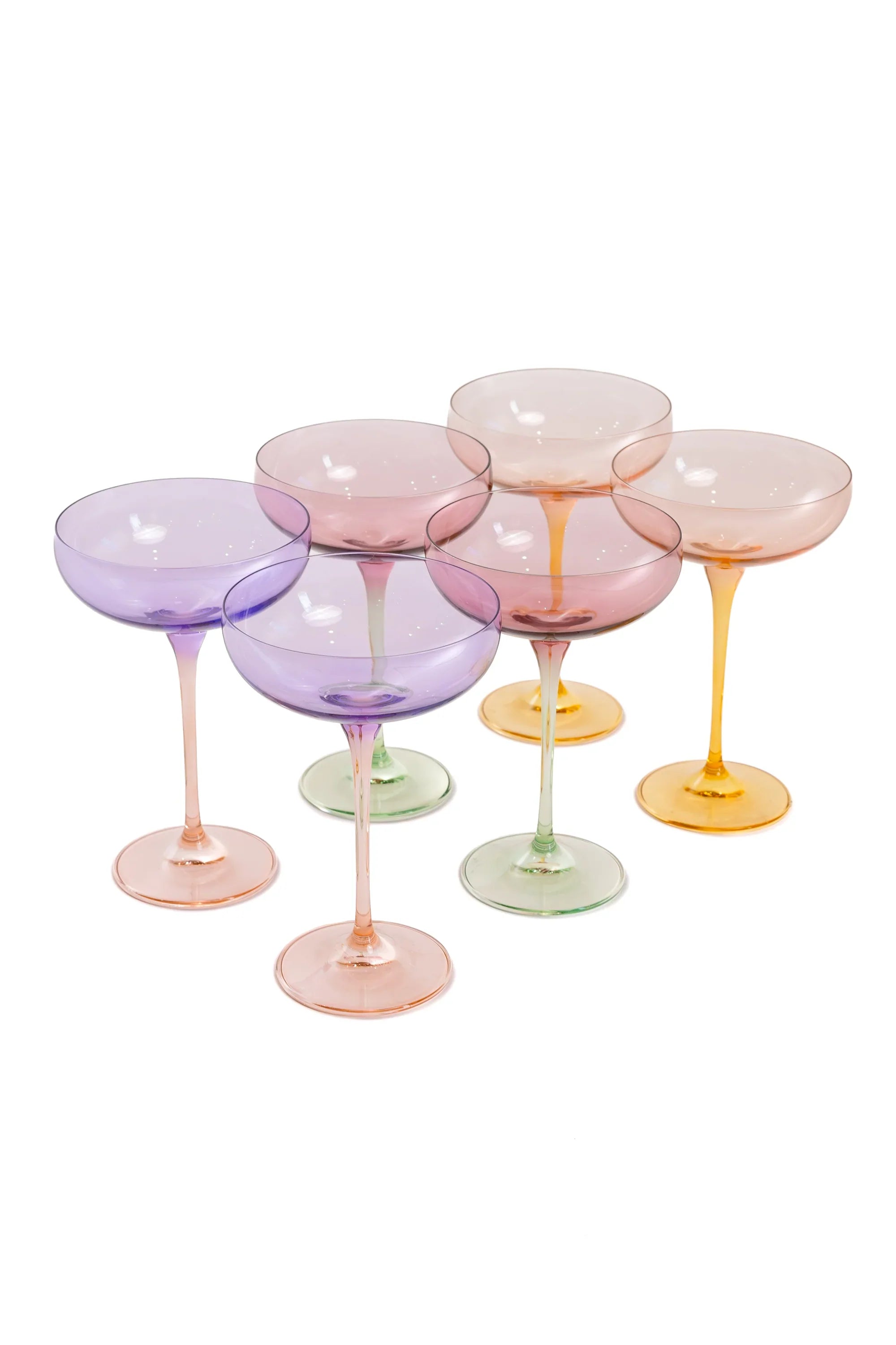 Estelle Colored Champagne Coupe Stemware, Assorted