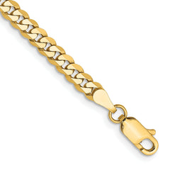 14K Yellow Gold 3.9mm Flat Beveled Curb With Lobster Clasp Chain Bracelet