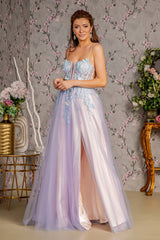 3-D Butterfly Sheer Bodice Cut-out Back Mesh A-line Long Dress GL3252 GLS by Gloria - Abigail's Boutique & Alterations Corp