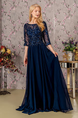 Mother of the Bride Dresses Metallic Sequin A line Mother of the Bride Long Dress Navy