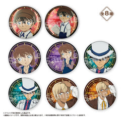 Detective Conan Retro Modern Series Trading Hologram Tin Badge 8Pack BOX - Image 1
