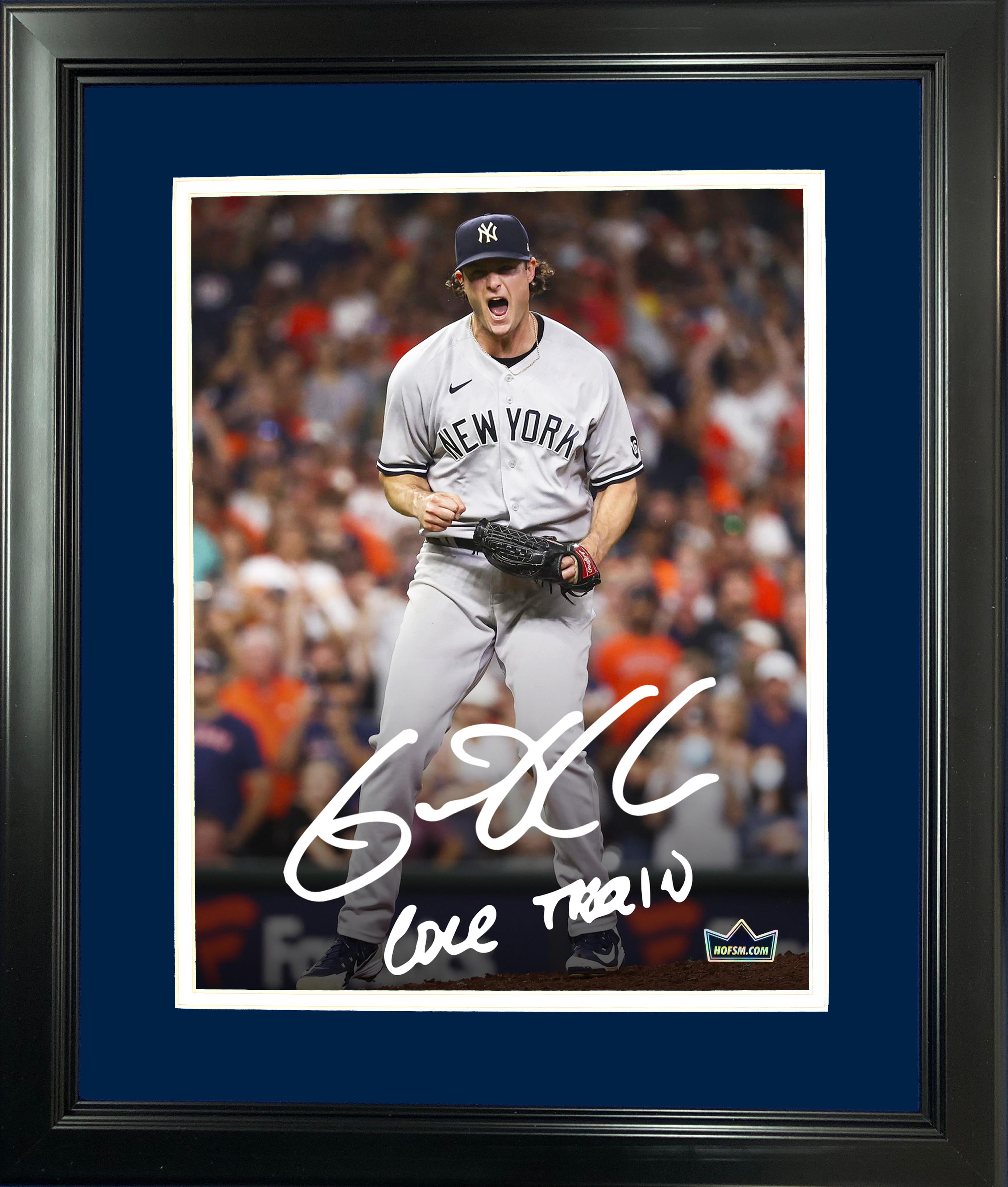 Framed Gerrit Cole Inscribed Cole Train New York Yankees Facsimile Laser Engraved Signature Auto 11"x14" Baseball Photo HOFSM Holo