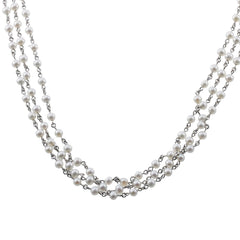 Mimi Milano 80" Diamond Pearl Gold Necklace
