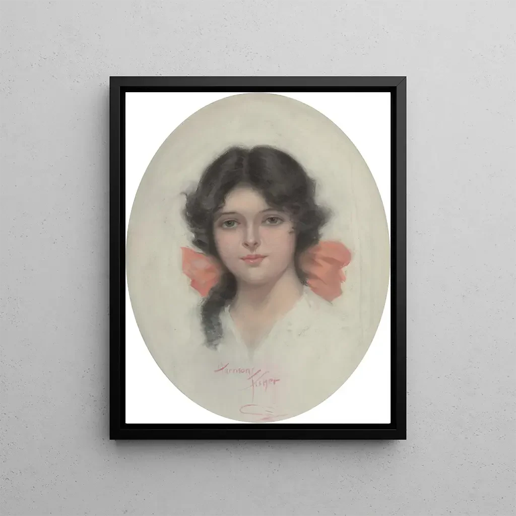 Harrison Fisher - Brunette with Pink Bow.webp