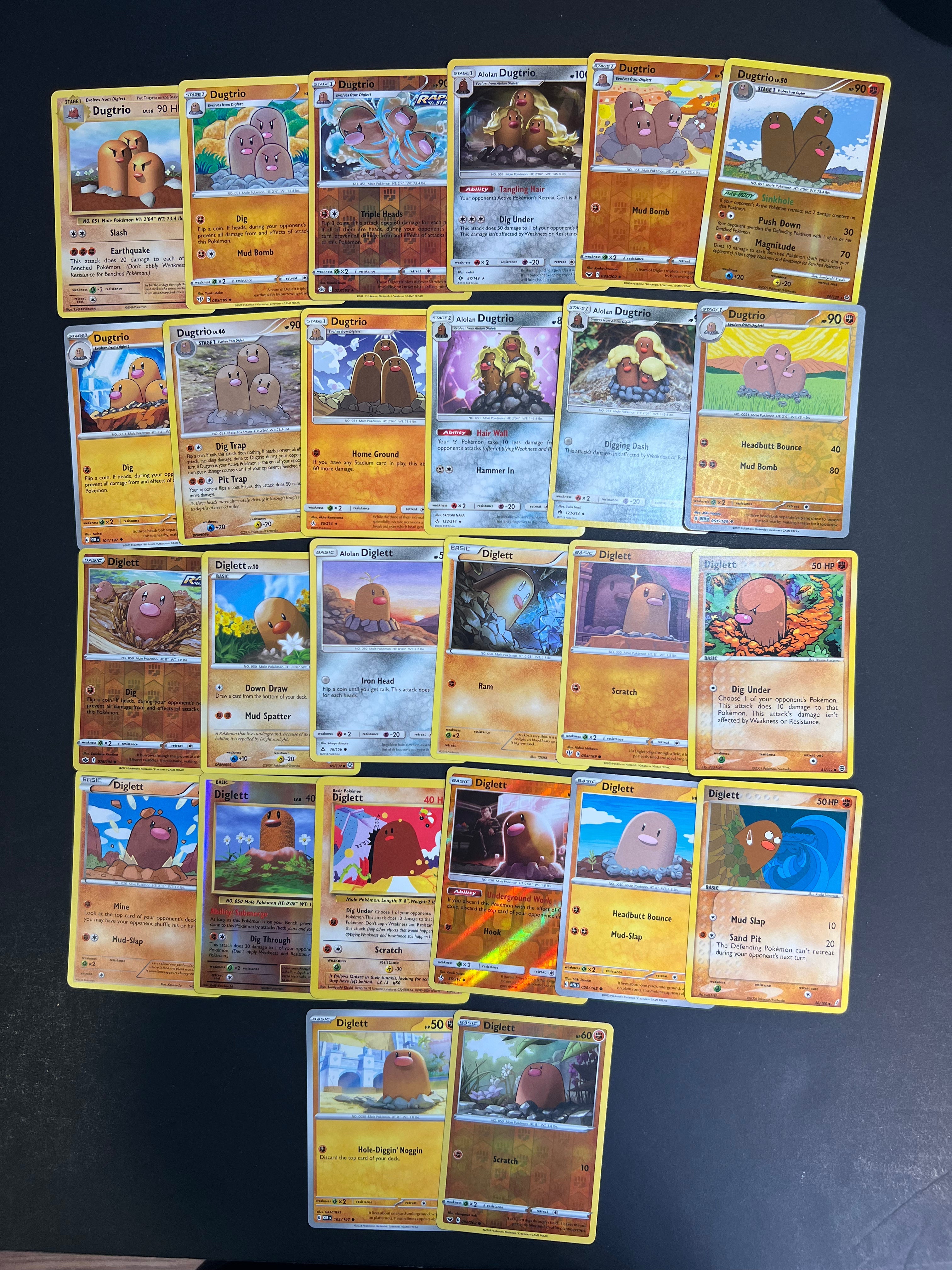 Pokemon Diglett and Dugtrio Card Lot - 26 Cards - Rare, Holo, Vintage
