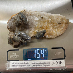 SMOKE QUARTZ ON CALCITE - KARAGANDA REGION, KAZAKHSTAN, CENTRAL ASIA 154g. MF4169