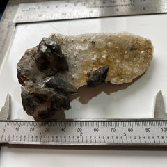 SMOKE QUARTZ ON CALCITE - KARAGANDA REGION, KAZAKHSTAN, CENTRAL ASIA 154g. MF4169