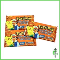 A set of 3 vintage booster packs from the 1999 Pokemon Animation Edition cards release by Topps