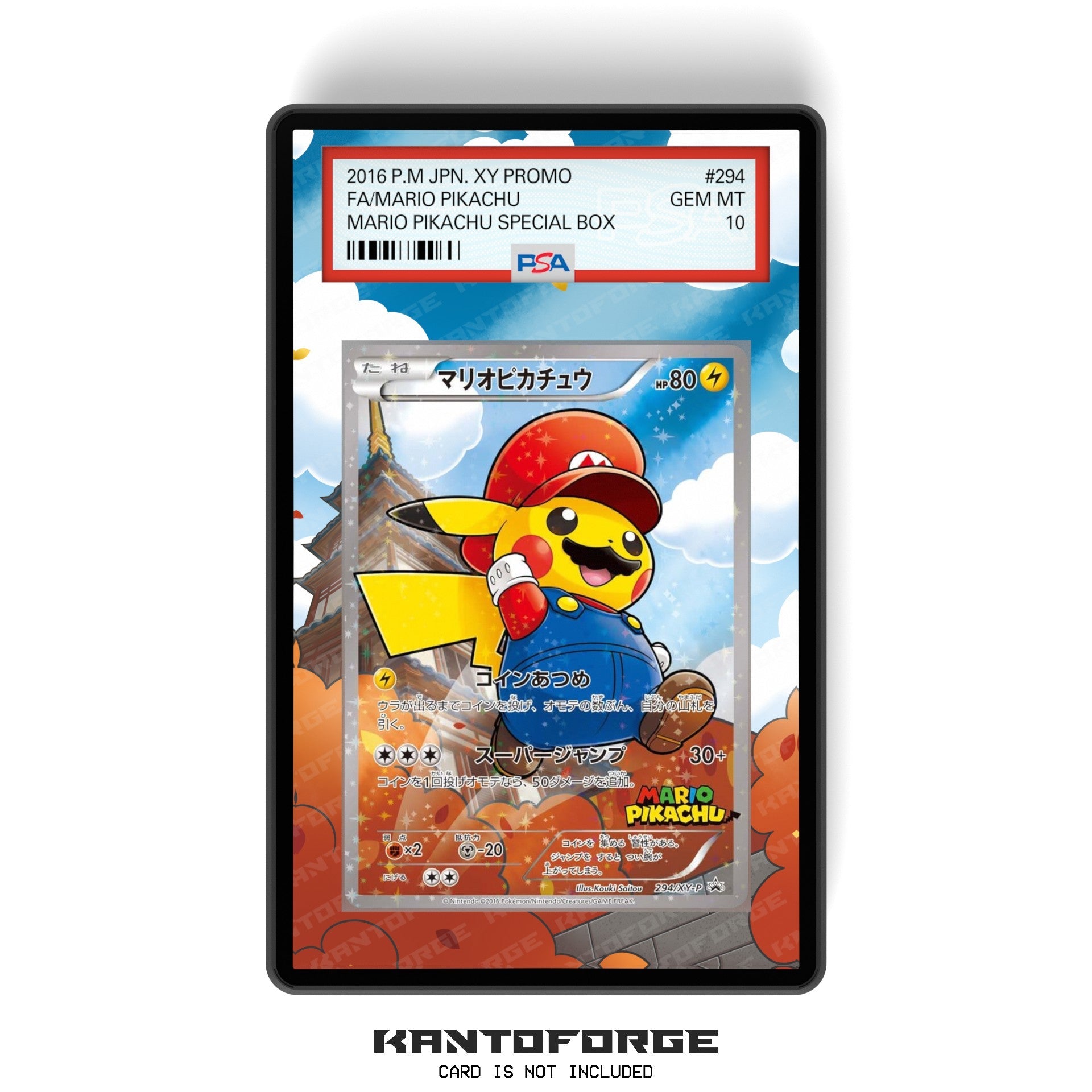 Mario Pikachu 294/XY-P - PSA Size Graded Card Case Extended Artwork Display with GradeGuardian Protection