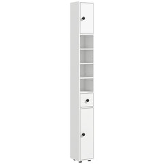 71" Tall Bathroom Storage Cabinet, Narrow Toilet Cabinet with Open Shelves, 2 Door Cabinets, Adjustable Shelves for Kitchen & Hallway, White