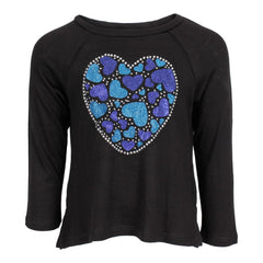 Long Sleeve Top with Glitter Heart Stones - Denny's
