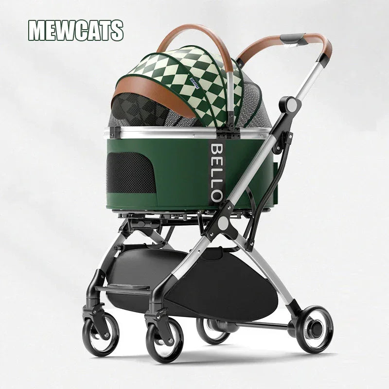 Luxury Detachable Cat Carrier Rolling Stroller