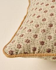 Thea Clay Block Print Large Lumbar Pillow corner up close