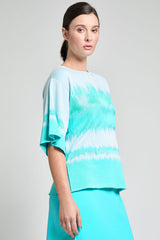 Soft Knit Wavelength Tunic, Calypso Blue/White | Ming Wang