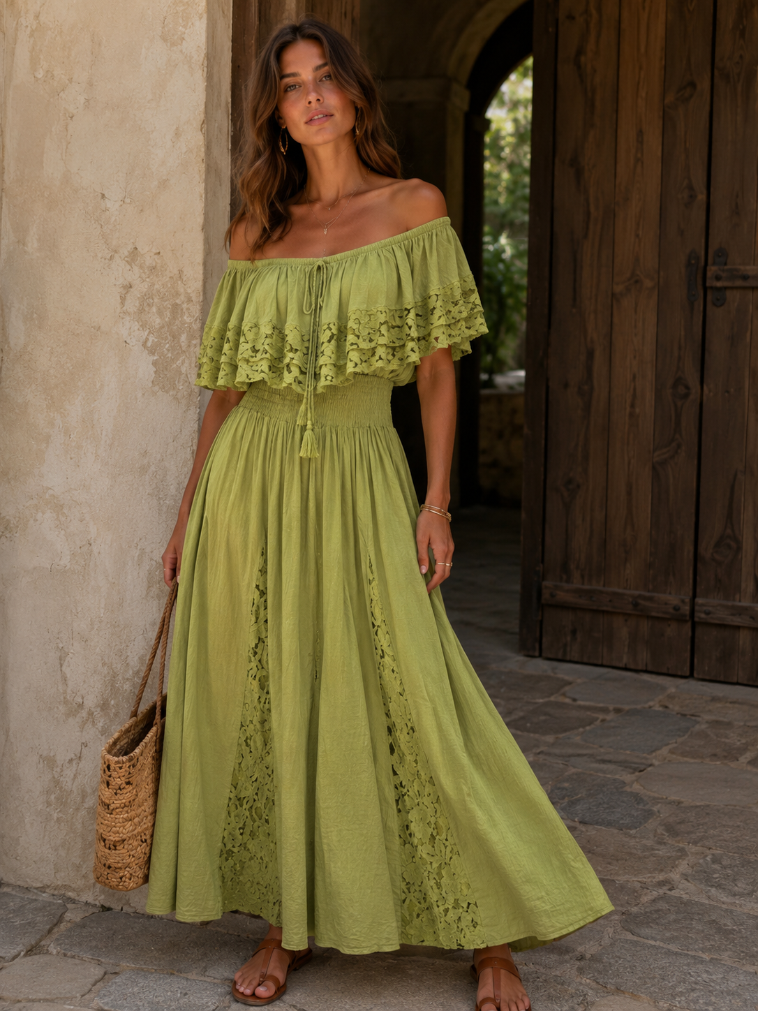 Robe Bustier Vert brodé 12265