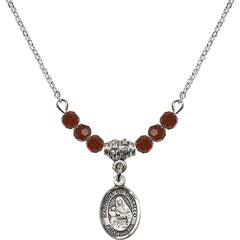 Sterling Silver Madonna del Ghisallo Birthstone Necklace with Garnet Beads - 9203