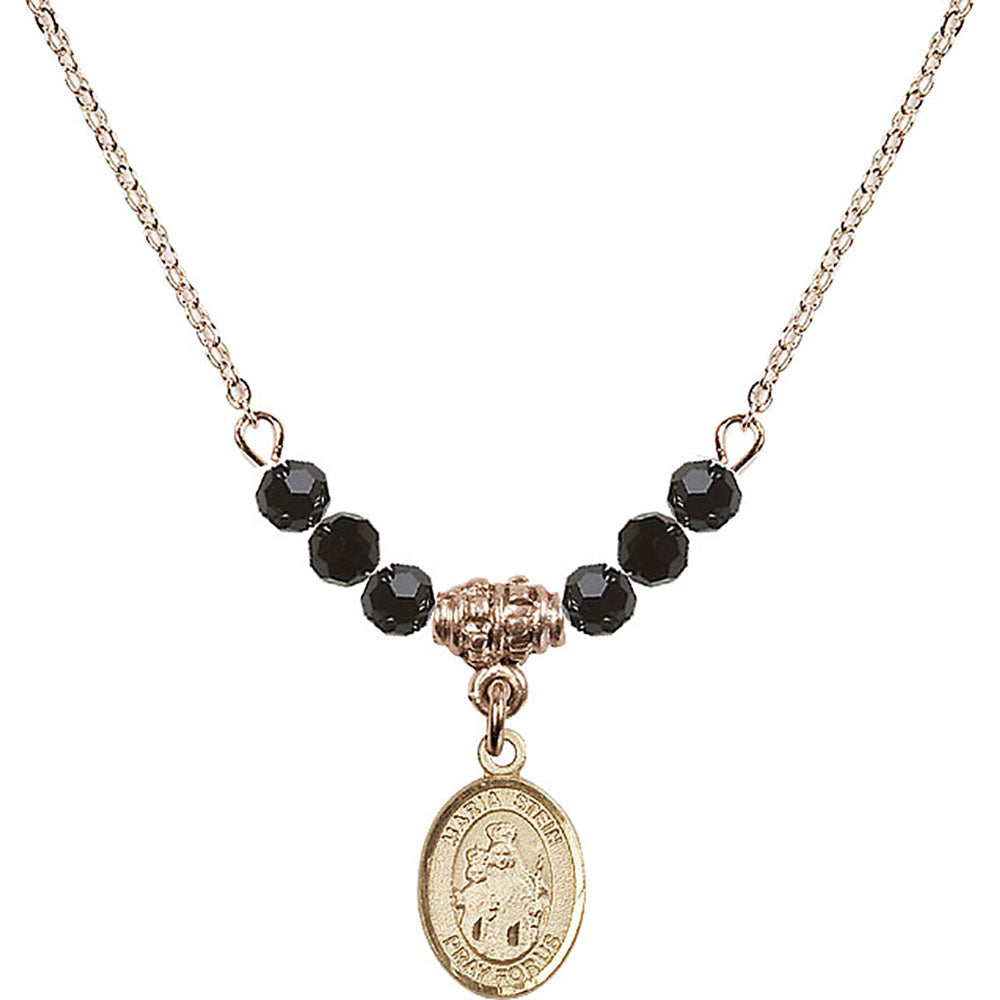 14kt Gold Filled Maria Stein Birthstone Necklace with Jet Beads - 9133