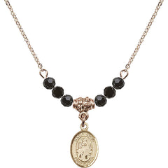 14kt Gold Filled Maria Stein Birthstone Necklace with Jet Beads - 9133