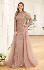 Prom Dresses Long Sleeve Fitted Prom Dress Rose Gold