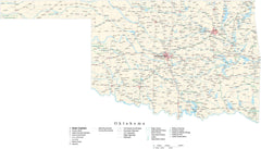 Detailed Oklahoma Cut-Out Style Digital Map with County Boundaries, Cities, Highways, and more