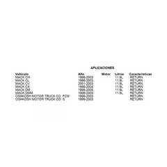 TUBO PARA DRENAJE DE ACEITE DEL TURBOCOMPRESOR PARA MACK MR/RB/DM 1998-2005