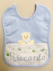 BAVETTA IN PIQUET MILLERIGHE CON ORSETTO E TELA AIDA. RICCARDO RICAMATO A MANO - Eccomi OnLine