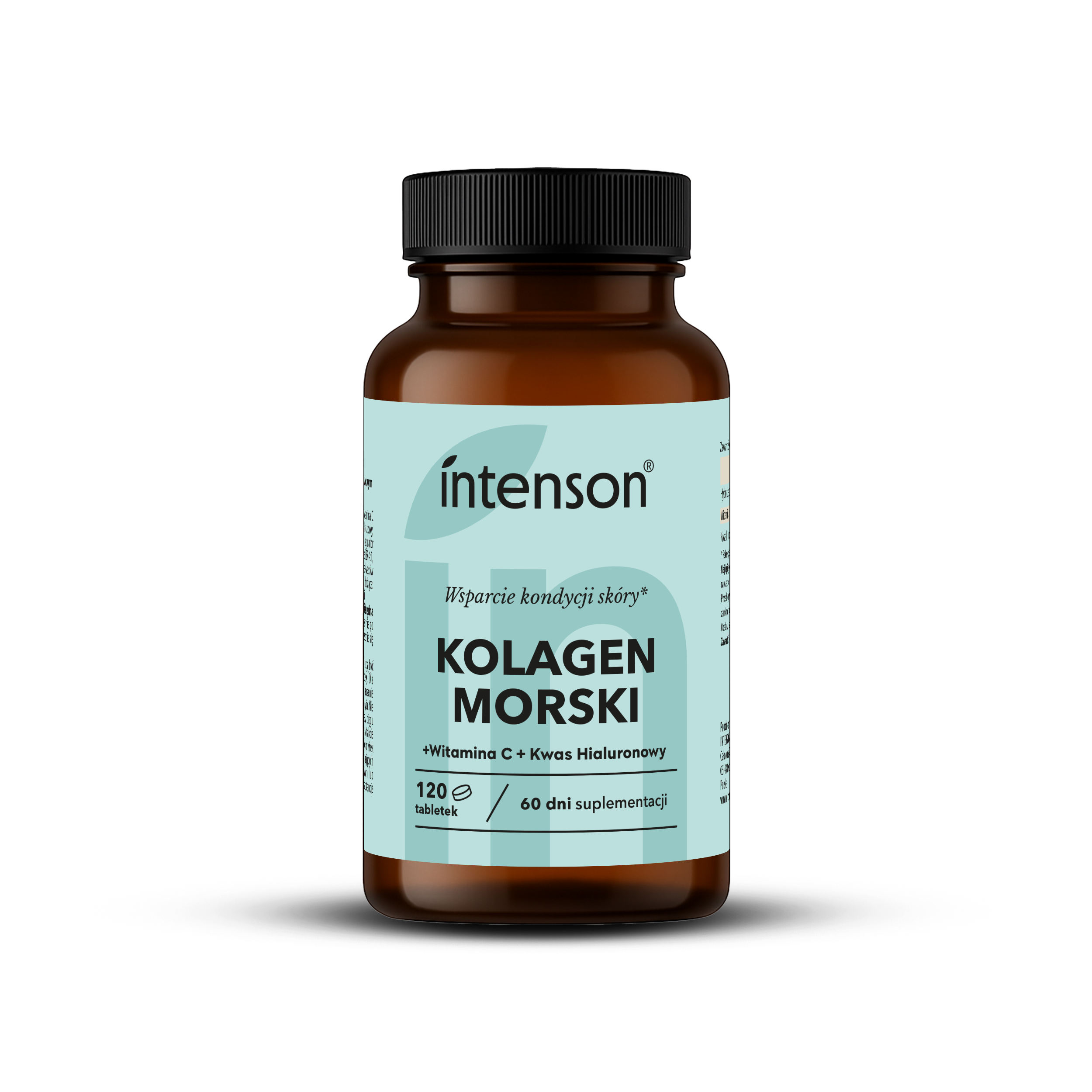 Kolagen morski Anti-Age z kwasem hialuronowym i witaminą C 500 mg, 120 tabletek - Intenson.pl