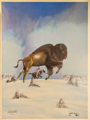 "Buffalo and Hunter" by Robert Redbird (1990)