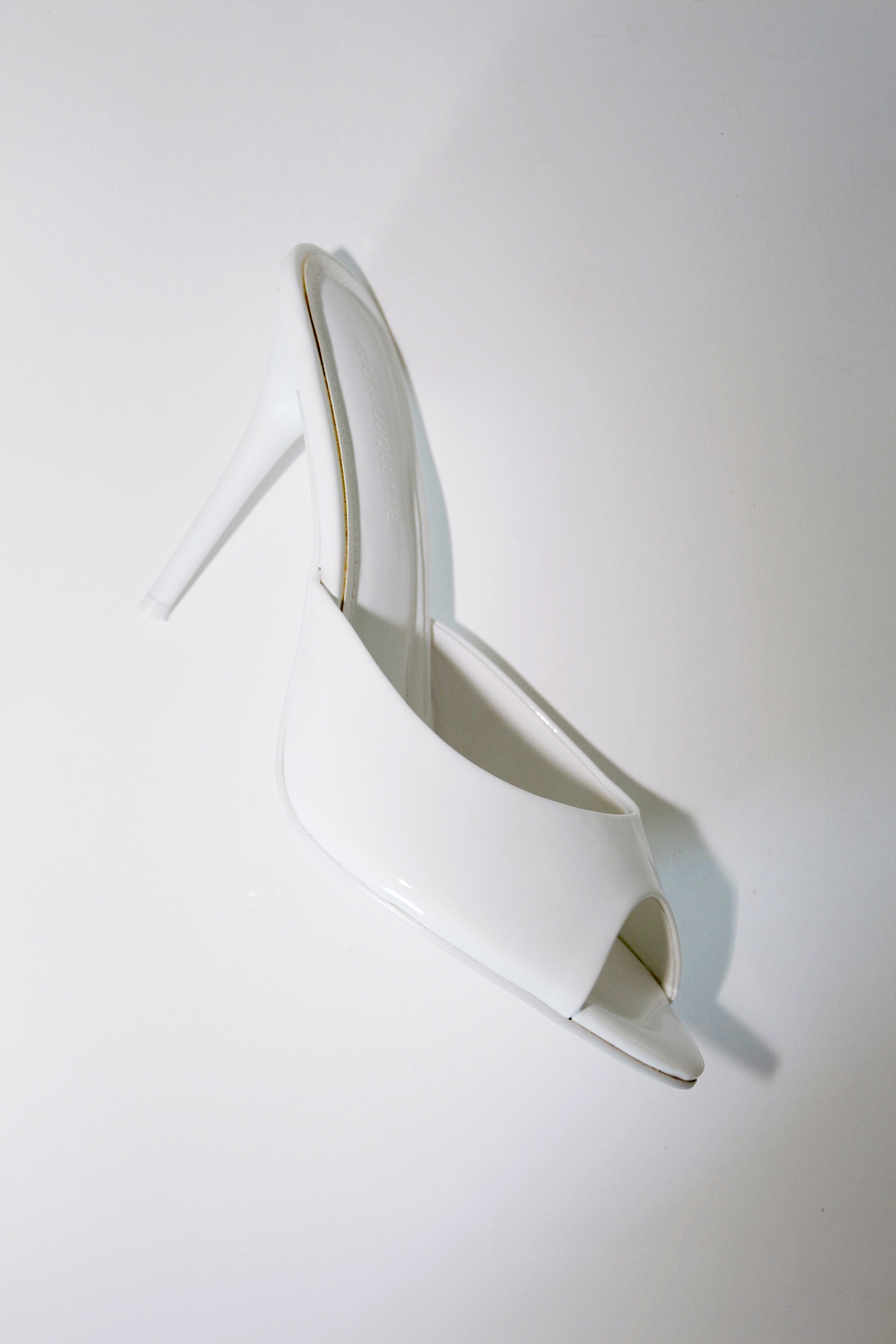Ford White Patent Vegan Leather Open Toe Mules