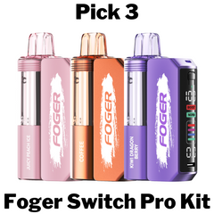 Pick 3 Foger Switch Pro Kits – Bundle of three reusable vape kits with dual-mode power and sleek design