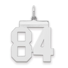 Sterling Silver Rhodium-plated Medium Polished Number 84 Charm