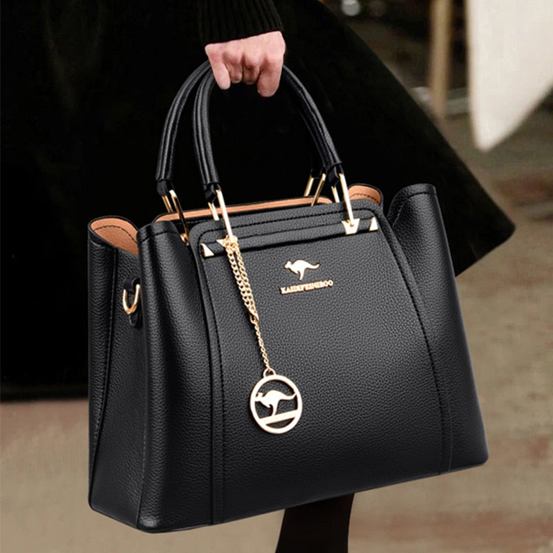 3-Layer Soft Leather Designer Handbag Women Luxury Large Capacity Elegant Fashion Purse