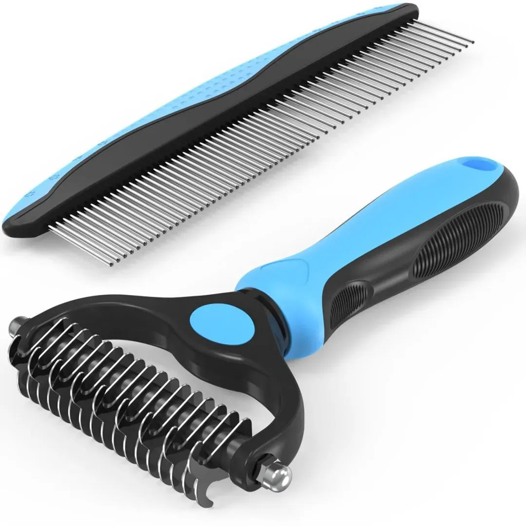 Brosse et Peigne de Toilettage 2-en-1 pour Chien et Chat