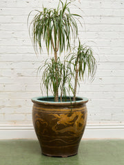 Vintage 1960s X Large Tony Duquette Style Asian Brown Dragon Egg Pot