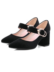 Schwarz VELVET MARY JANE HIGH HEEL SCHUHE MIT SCHNALLENBLOCK