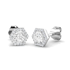 Halo Stud Earrings - 0.50 Carat Epsny Hexagon Profile