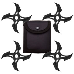 4 Pc Set Black Four Point Throwing Ninja Stars Shuriken - Tophatter's Guns'N'Weapons Store Collectible Weapons - Tophatter Daily Deals