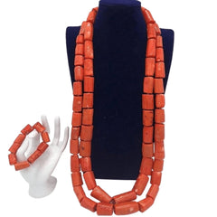 Collier Africain en Corail avec bracelet
