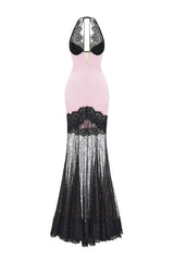 Satin and lace maxi dress – Rasario