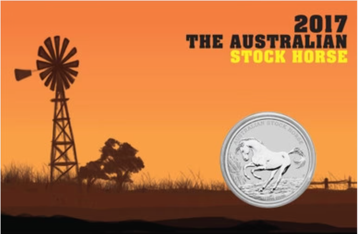 2017 $1 Australian Stock Horse 1oz Silver Coin in Card