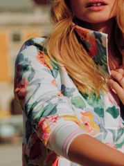 Burnham White Artist Floral Quarter Zip Sweatshirt