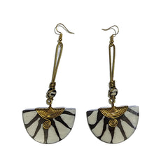 Semicircle Bone & Brass Earrings 3