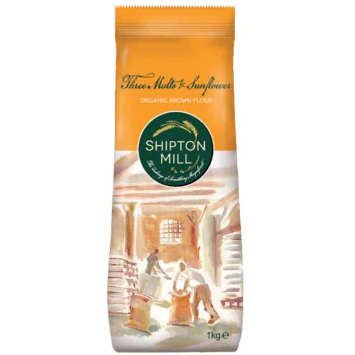 Shipton - Organic Three Malts & Sunflower Brown Flour, 1kg Pack of 6