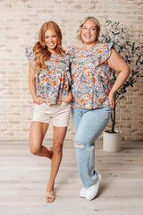 Summer China Garden Flutter Sleeve Blouse