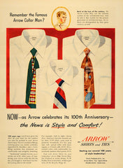 1951 Ad Arrow Shirts Ties Collar Men Clothing Dart Drew - ORIGINAL TM6