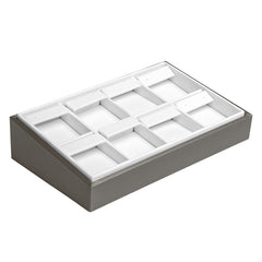 Steel Grey Leatherette 8 Compartment Jewelry Earring Display Tray
