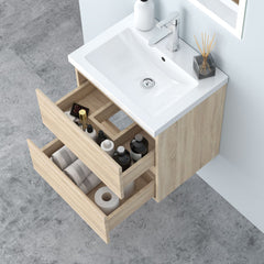 Biubiubath Badmöbel 50/60/80/100/120 cm Mineralguss-Waschtisch mit Unterschrank Badmöbel-Set Badezimmerschrank mit 2 Soft-Close-Schubladen Weiß matt/Dunkelgrau matt/Eiche matt/Weiß Hochglanz/Schwarz Hochglanz
