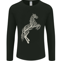 Tree Horse Ecology Equestrian Mens Long Sleeve T-Shirt Black